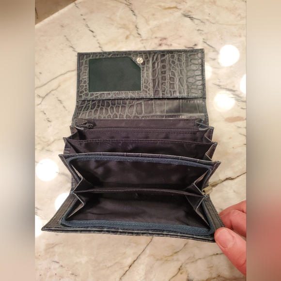 Vintage green 'snakeskin' leather wallet - Picture 3 of 3